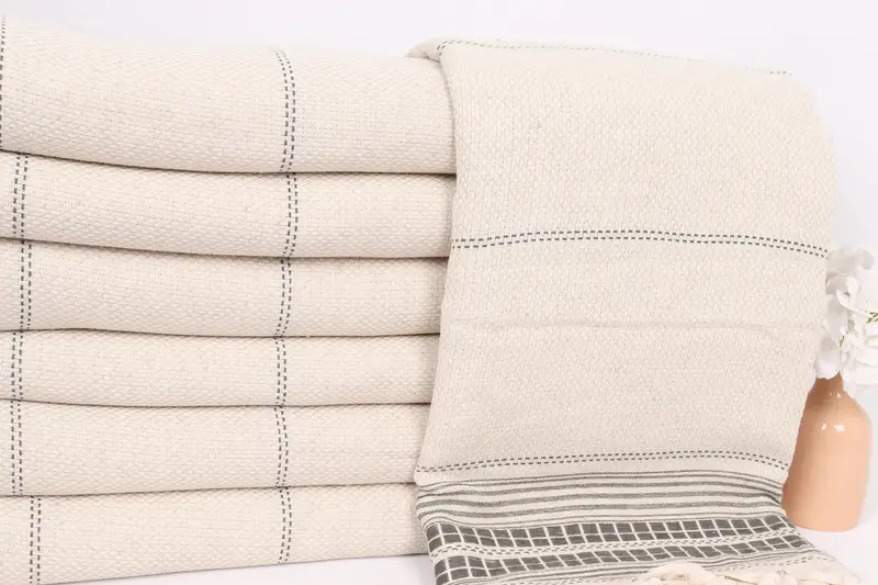 Valentines Gift, Oversized Beach Towel, Decorative Blanket, Turkish Blanket Queen, Custom Blanket, 96x94 Linen Striped Towel, Personalized Blanket - 2
