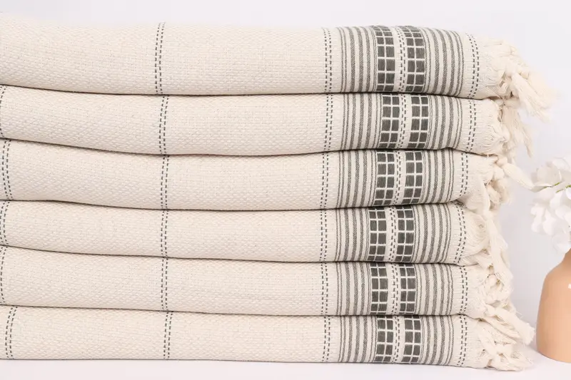 Valentines Gift, Oversized Beach Towel, Decorative Blanket, Turkish Blanket Queen, Custom Blanket, 96x94 Linen Striped Towel, Personalized Blanket - 3