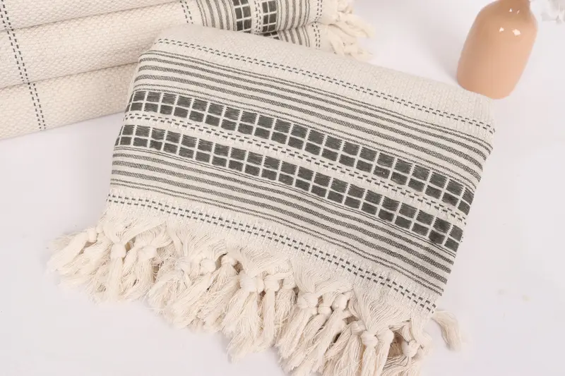 Valentines Gift, Oversized Beach Towel, Decorative Blanket, Turkish Blanket Queen, Custom Blanket, 96x94 Linen Striped Towel, Personalized Blanket - 4