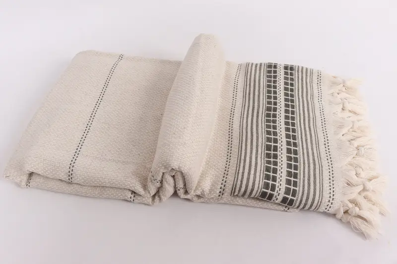 Valentines Gift, Oversized Beach Towel, Decorative Blanket, Turkish Blanket Queen, Custom Blanket, 96x94 Linen Striped Towel, Personalized Blanket - 6