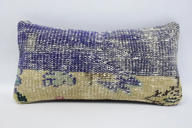 Blue Throw Antique Euro Sham, 8x16 inch Gift for Her Rectangle Striped Pillowcase - 1