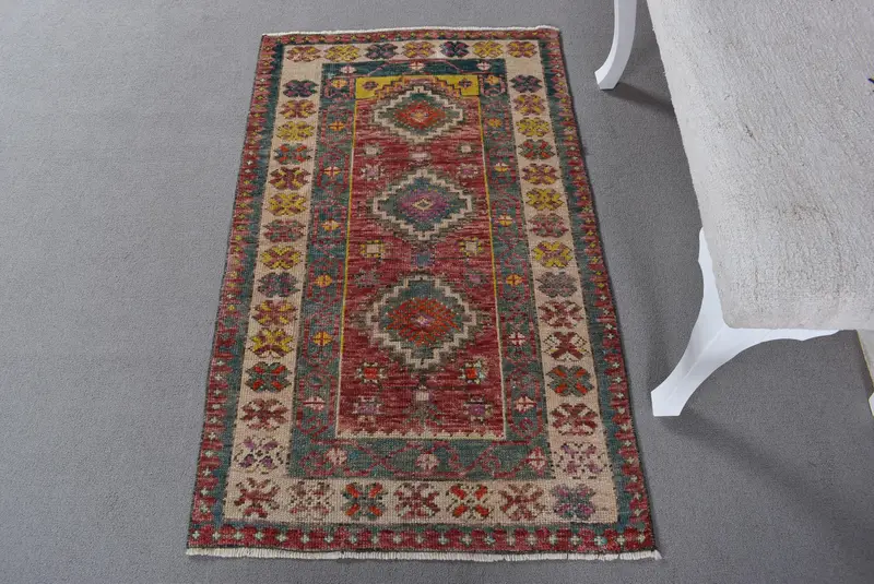 Kırmızı ve Yeşil Ombré Halı, 0,2x4,1 ft Şık Dekor