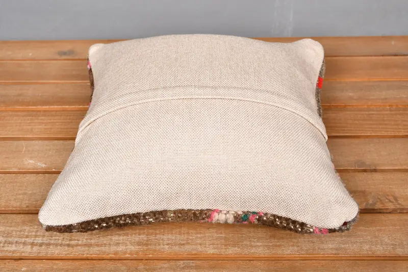 Turkish Pillow, Ethnic Pillow Cover Cushion, Boho Pillow Sham Cover, 12x12 Brown Cushion Case, Cushion Case, Sustainable Pillow Sham, Vintage Pillow - 5