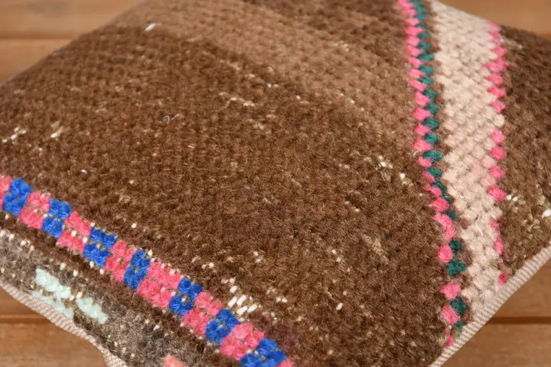 Turkish Pillow, Ethnic Pillow Cover Cushion, Boho Pillow Sham Cover, 12x12 Brown Cushion Case, Cushion Case, Sustainable Pillow Sham, Vintage Pillow - 3