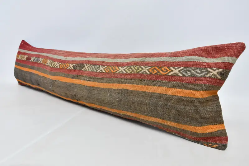 Kilim Cushion Sham, Ethnic Throw Cushion Case, Kilim Pillow, Ethnical Kilim Rug Pillow, 12x48 Red Pillow, Pillow, Ethnic Pillow Sham - 4