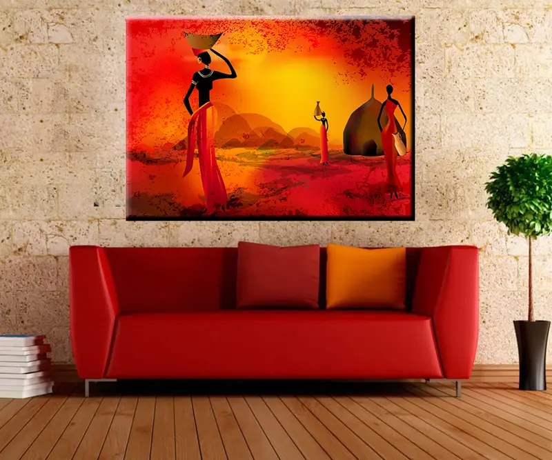 African Ethnic Art, Retro Vintage Wall Art, Canvas Print, African Painting, African Wall Decor, African Art Canvas, Abstract African Canvas - 2
