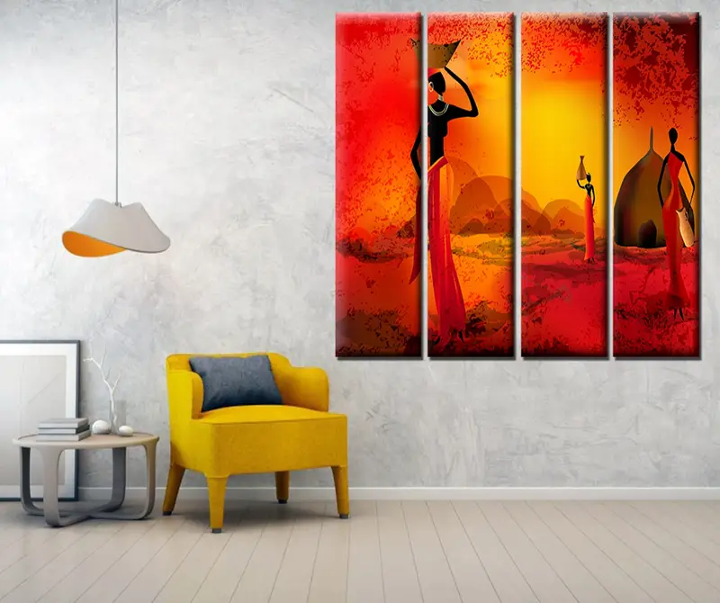 African Ethnic Art, Retro Vintage Wall Art, Canvas Print, African Painting, African Wall Decor, African Art Canvas, Abstract African Canvas - 4