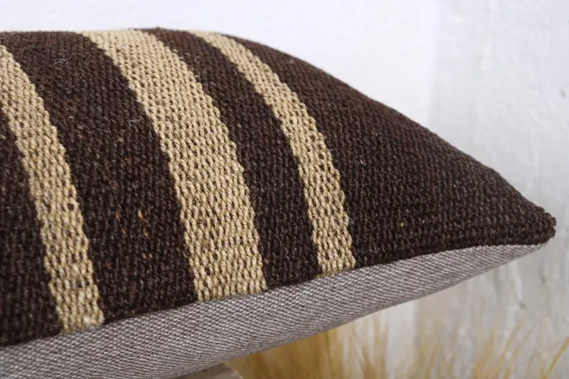 Cushion, 12x36 Brown Pillow Sham, Turkish Kilim Pillow, Interior Designer Pillow, Handmade Kilim Cushion, Bench Pillow Cover - 6