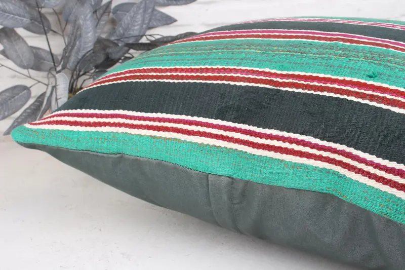 Home Decor Pillow, Aztec Cushion Case, Patio Pillow Sham, Handmade Pillow Sham, Pillow Case, 24x24 Green Cushion, Turkish Pillow, Kilim Cushion Sham - 7