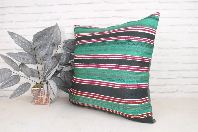 Home Decor Pillow, Aztec Cushion Case, Patio Pillow Sham, Handmade Pillow Sham, Pillow Case, 24x24 Green Cushion, Turkish Pillow, Kilim Cushion Sham - 4