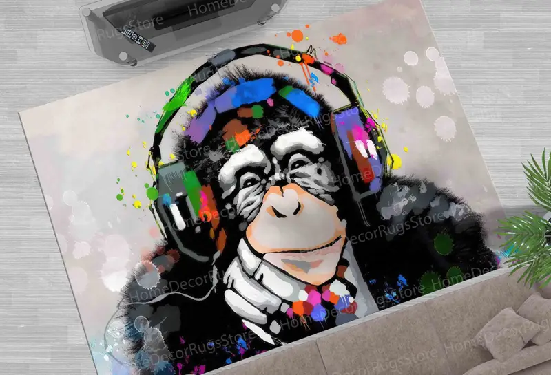 Graffiti Monkey Printed Rug: Vibrant, Modern, and Artistic Home Decor