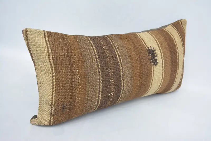 Ethnic Pillow Cover Cushion, 12x24 Brown Pillow Case, Handmade Kilim Cushion, Cushion Case, Seat Cushion Case, Kilim Pillow, Home Decor Pillow - 3