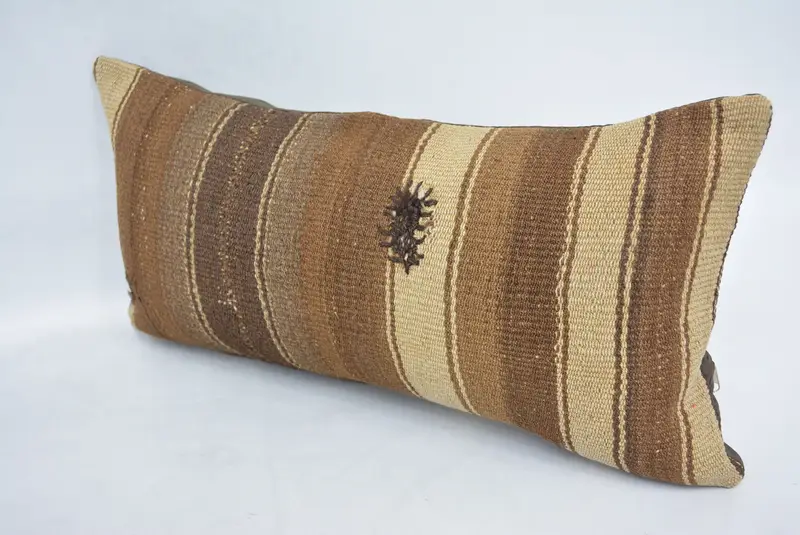 Ethnic Pillow Cover Cushion, 12x24 Brown Pillow Case, Handmade Kilim Cushion, Cushion Case, Seat Cushion Case, Kilim Pillow, Home Decor Pillow - 4
