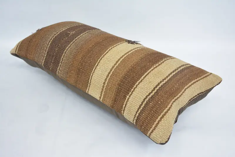 Ethnic Pillow Cover Cushion, 12x24 Brown Pillow Case, Handmade Kilim Cushion, Cushion Case, Seat Cushion Case, Kilim Pillow, Home Decor Pillow - 6
