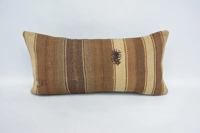 Ethnic Pillow Cover Cushion, 12x24 Brown Pillow Case, Handmade Kilim Cushion, Cushion Case, Seat Cushion Case, Kilim Pillow, Home Decor Pillow - 1