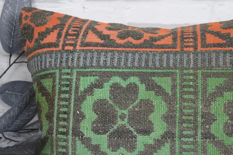 Antique Pillows, Kilim Cushion Sham, Kilim Pillow, Pillow, Nautical Throw Cushion, Luxury Cushion Case, Retro Pillow Case, 20x20 Green Pillow Sham - 2