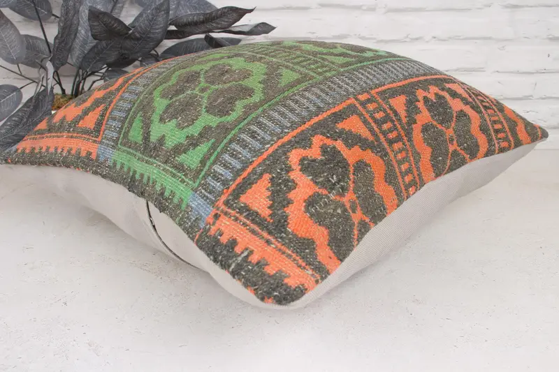 Antique Pillows, Kilim Cushion Sham, Kilim Pillow, Pillow, Nautical Throw Cushion, Luxury Cushion Case, Retro Pillow Case, 20x20 Green Pillow Sham - 6