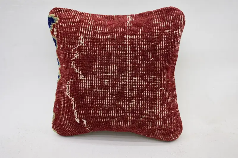 Small Square Throw Plaid Cushion, Moroccan Red 30x30 cm Pillowcase - 1