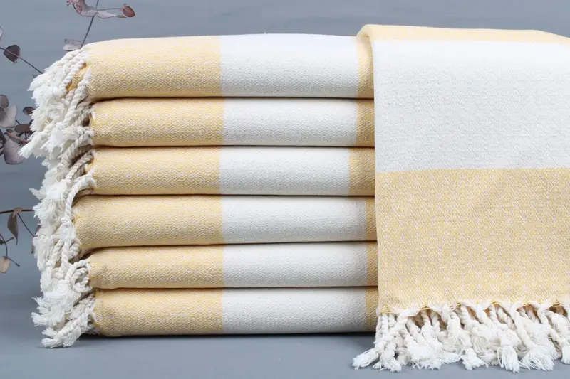 Organic Towel Monogrammed Turkish Cotton Beige, 36x67 Inches