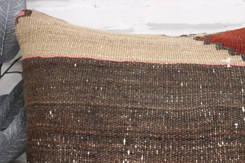 Pillow Case, 18x18 Brown Cushion Cover, Accent Cushion Case, Throw Kilim Pillow, Sofa Bolster Pillow, Ethnical Kilim Rug Pillow, Pillow for Couch - 2