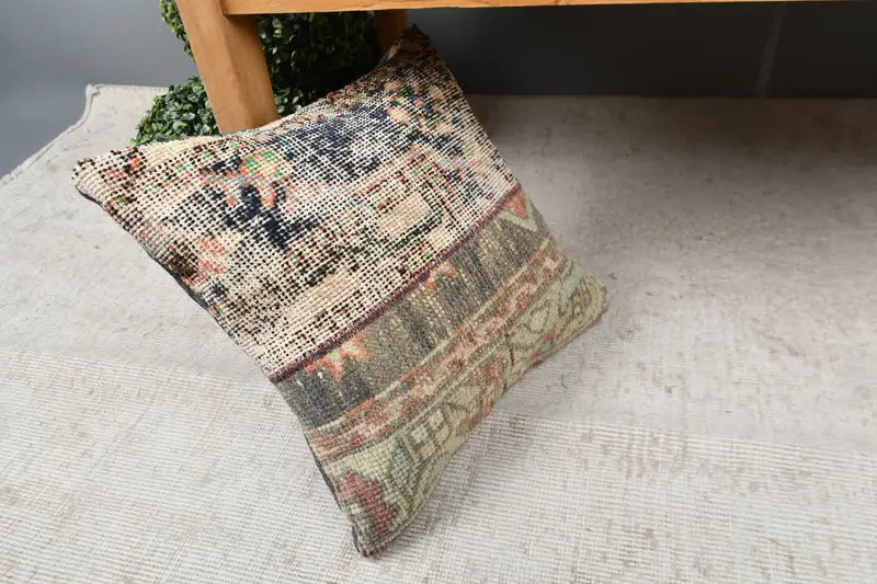 Pillow Cover, Patio Cushion Case, Gift Pillow, Sofa Pillow, Kilim Pillow Cover, Kilim Cushion Sham, 16x16 Blue Pillow Sham - 7