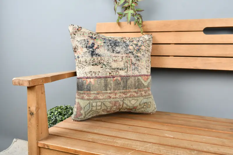 Pillow Cover, Patio Cushion Case, Gift Pillow, Sofa Pillow, Kilim Pillow Cover, Kilim Cushion Sham, 16x16 Blue Pillow Sham - 1