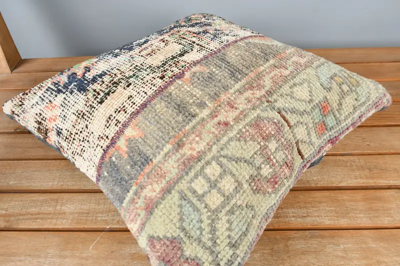 Pillow Cover, Patio Cushion Case, Gift Pillow, Sofa Pillow, Kilim Pillow Cover, Kilim Cushion Sham, 16x16 Blue Pillow Sham - 2
