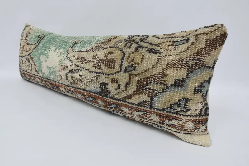 Cushion Case, 12x36 Green Cushion, Turkish Pillow, Kilim Pillow, Gift Pillow, Bolster Throw Cushion Case, Bolster Cushion, Tribal Pillow Sham - 4