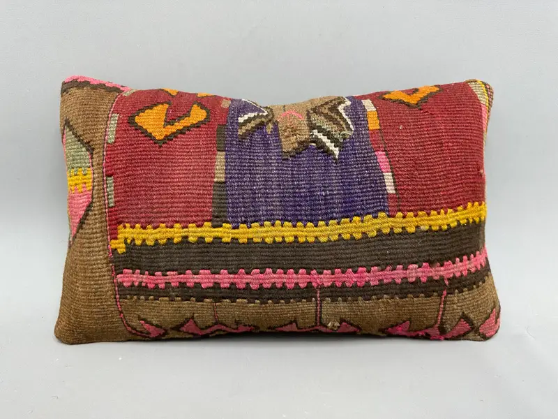 Vintage Kilim Pillow, Pillow Sham, 12x20 Red Pillow Sham, Vintage Pillow, Kilim Pillow, Garden Pillow Sham, Turkish Rugs Pillow Sham - 4