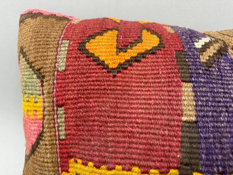 Vintage Kilim Pillow, Pillow Sham, 12x20 Red Pillow Sham, Vintage Pillow, Kilim Pillow, Garden Pillow Sham, Turkish Rugs Pillow Sham - 5