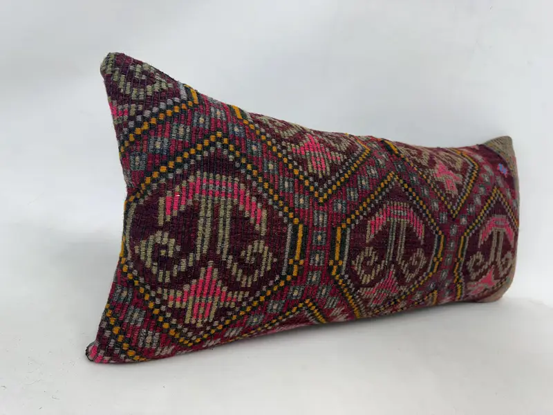 Vintage Pillow, Cozy Throw Pillow Cover, Boho Chic Pillow, Handmade Kilim Cushion, 16x36 Red Pillow Case, Throw Kilim Pillow, Cushion - 3