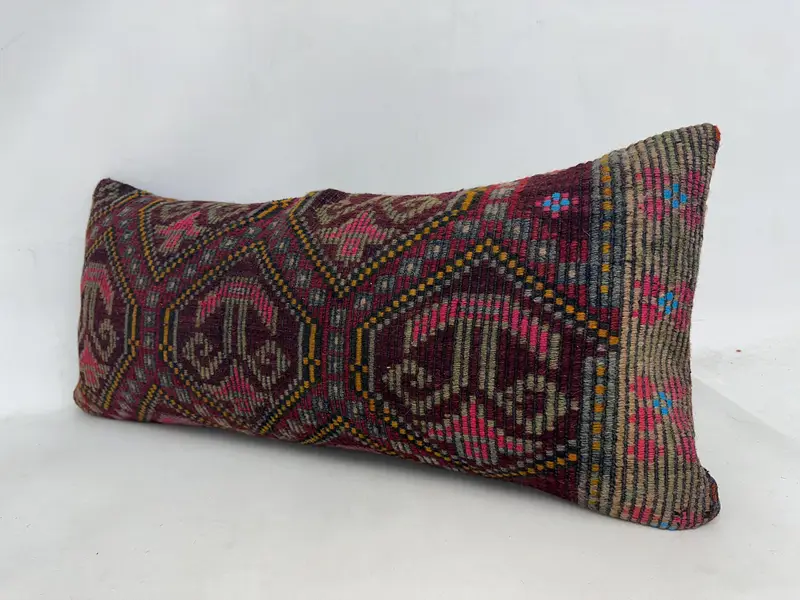 Vintage Pillow, Cozy Throw Pillow Cover, Boho Chic Pillow, Handmade Kilim Cushion, 16x36 Red Pillow Case, Throw Kilim Pillow, Cushion - 4
