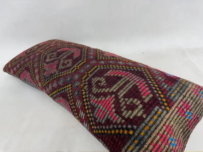 Vintage Pillow, Cozy Throw Pillow Cover, Boho Chic Pillow, Handmade Kilim Cushion, 16x36 Red Pillow Case, Throw Kilim Pillow, Cushion - 6