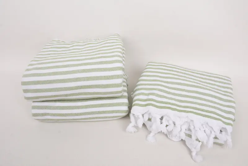 Monogrammed Beach Towel, Organic Beach Towel, Travel Towel, Wedding Gift, 70x36 Linen Terry Striped Towel, Custom Wedding Gifts, Bridal Shower Favor - 7