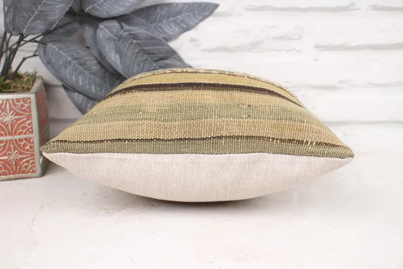 12x12 Beige Pillow Case, Ethnical Kilim Rug Pillow, Vintage Kilim Pillow, Cushion Cover, Kilim Pillow Cover, Vintage Kilim Pillow Pillow Sham - 5