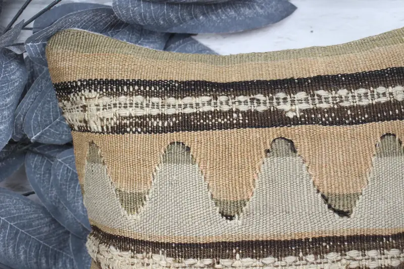 12x12 Beige Pillow Case, Ethnical Kilim Rug Pillow, Vintage Kilim Pillow, Cushion Cover, Kilim Pillow Cover, Vintage Kilim Pillow Pillow Sham - 2