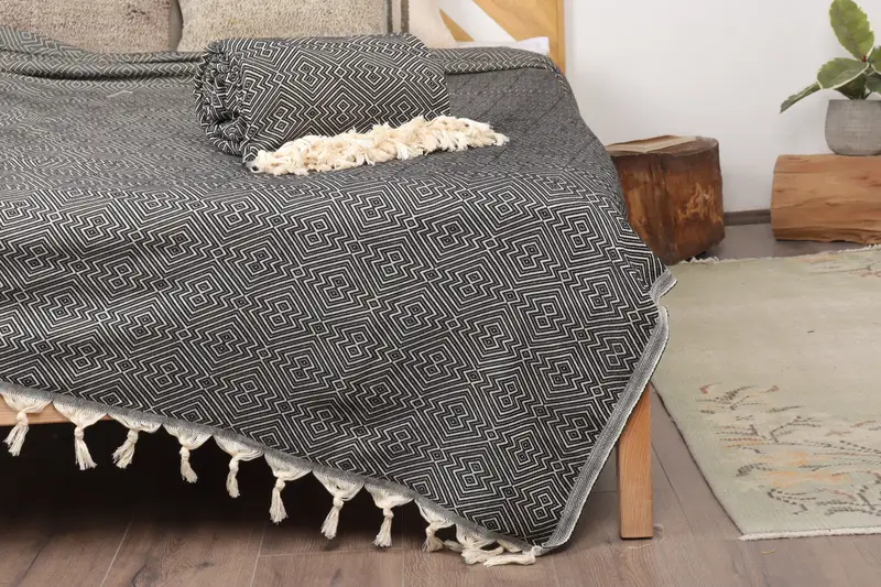 92x80コットンダイヤモンドタオル、カスタマイズされたトルコの毛布、装飾的な毛布、ブライダルギフト、独身パーティーの好意、パーソナライズされた毛布 - 1