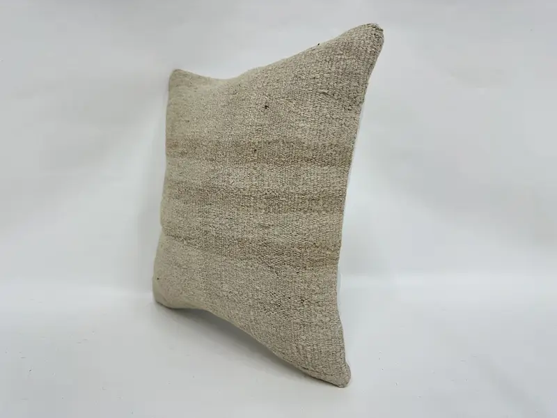Interior Designer Pillow, Pillow for Sofa, Throw Kilim Pillow, One Of A Kind Pillow Sham, Pillow Cover, 14x14 Beige Pillow Sham - 4