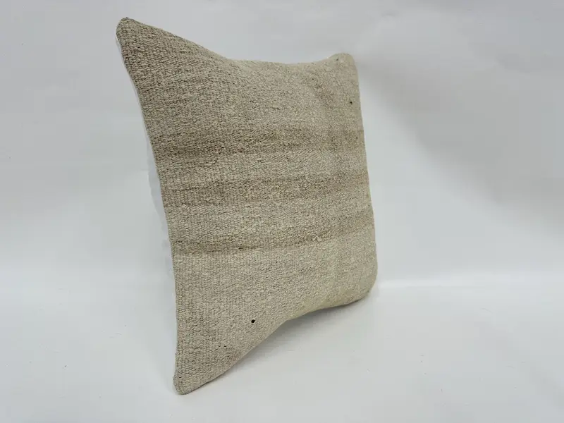Interior Designer Pillow, Pillow for Sofa, Throw Kilim Pillow, One Of A Kind Pillow Sham, Pillow Cover, 14x14 Beige Pillow Sham - 3
