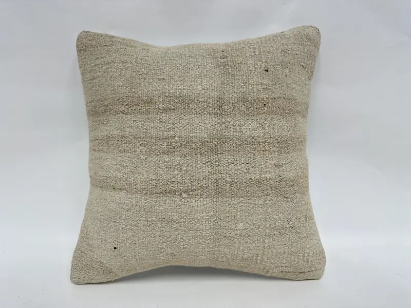 Interior Designer Pillow, Pillow for Sofa, Throw Kilim Pillow, One Of A Kind Pillow Sham, Pillow Cover, 14x14 Beige Pillow Sham - 1
