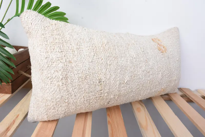 Kilim Pillow, Cushion Cover, Handmade Kilim Cushion, Turkish Bench Cushion Cover, Handmade Pillow Cover, 12x24 Beige Cushion Cover, Pillow for Sofa - 5