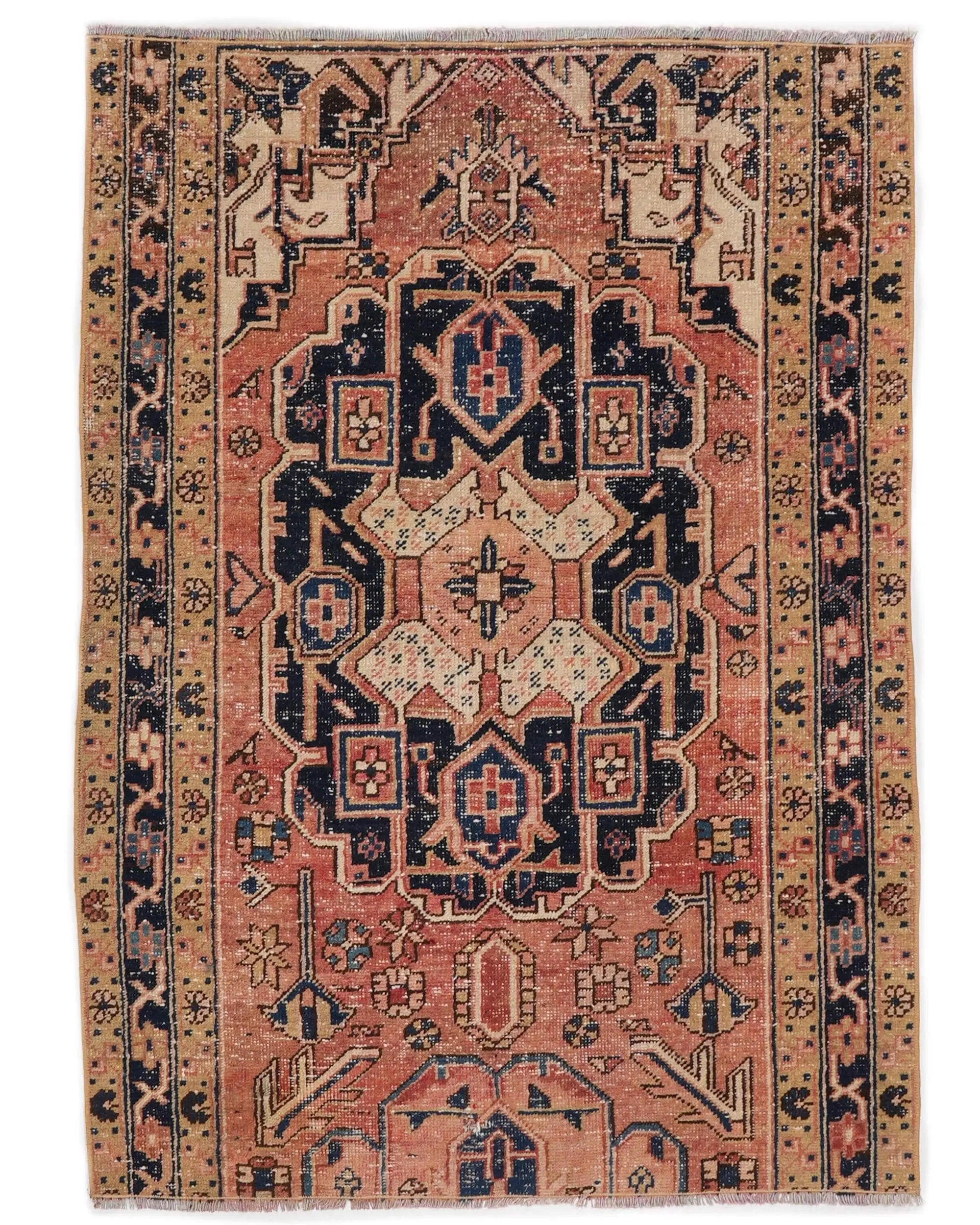 Vintage Rug, 3.2x4.4 ft Small Rug, Red Southwestern Wool Turkish Rug - 1