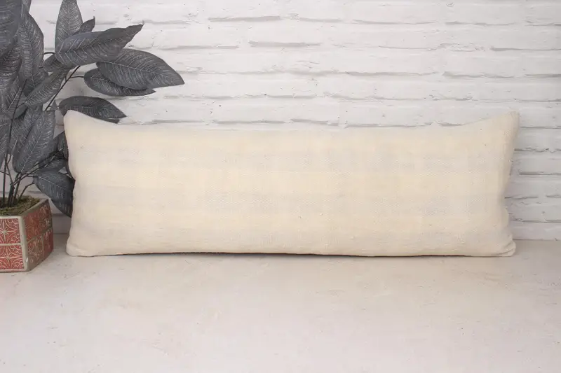 Pillow Case, Ethnical Kilim Rug Pillow, Pillow for Couch, Southwestern Pillow Case, 12x36 White Pillow Case, Kilim Pillow Cover - 1