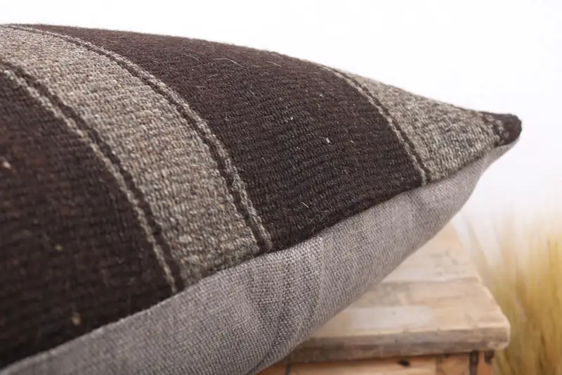 Pillow for Sofa, Boho Pillow Sham Cover, Handmade Pillow Case, Kilim Cushion Sham, Neutral Throw Pillow, Cushion, 20x20 Brown Pillow Case - 6