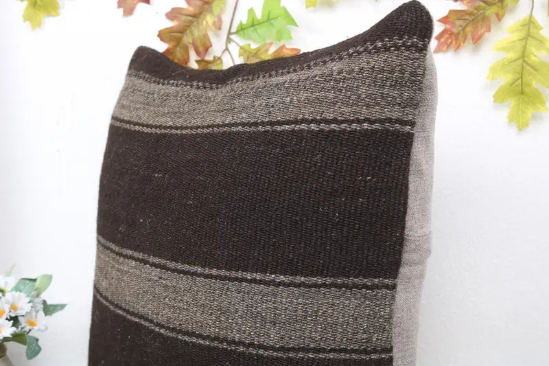Pillow for Sofa, Boho Pillow Sham Cover, Handmade Pillow Case, Kilim Cushion Sham, Neutral Throw Pillow, Cushion, 20x20 Brown Pillow Case - 5