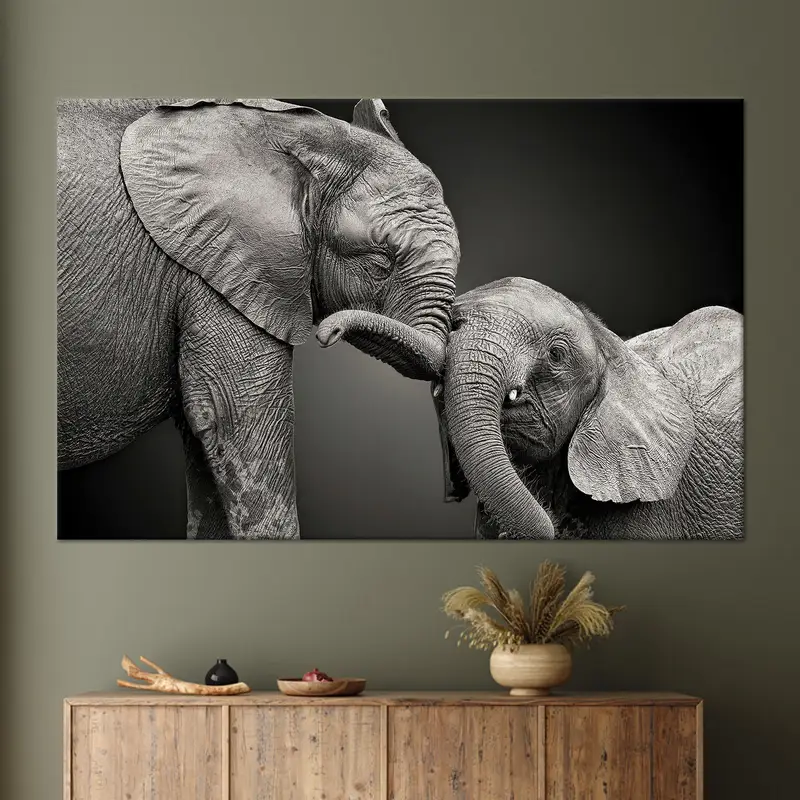 エレガントな野生の象が大好きキャンバスプリント - 芸術的な装飾