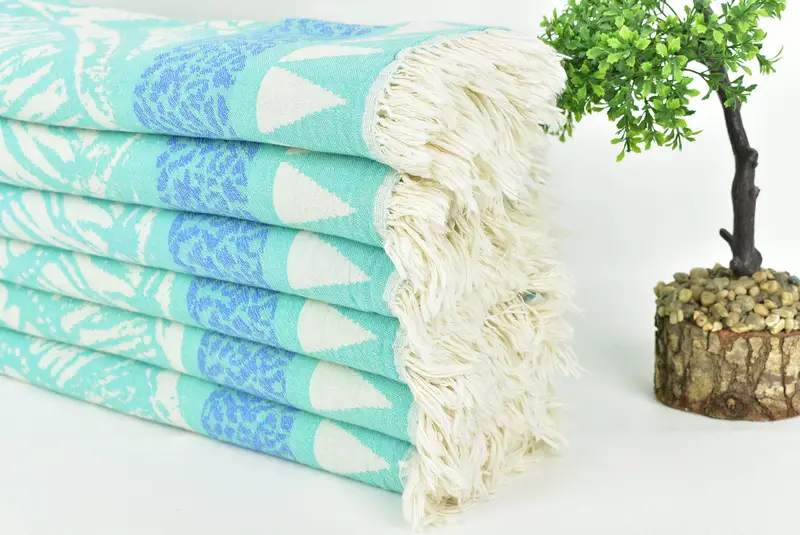 Handmade Gift, Housewarming Gift, 70x40 Cotton Geometric Towel, Baby Boy Gift, Bridesmaid Gift Towel, Best Wedding Gift, Friends Beach Towel - 5