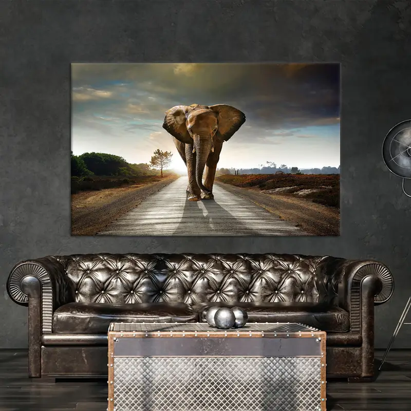 雄大な象のキャンバス: 野生の自然アート プリント