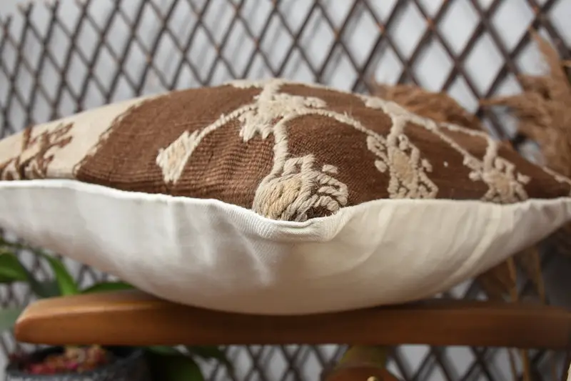 Handmade Kilim Cushion, 14x14 Brown Pillow Sham, Traditional Pillow Sham, Gift Pillow, Ikat Cushion Case, Kilim Pillow Cover, Cushion Case - 6