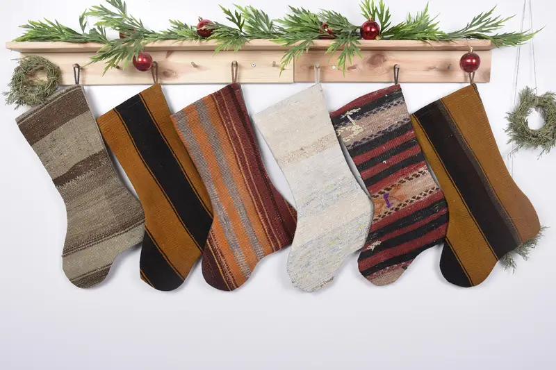 Beigefarbener 19-Zoll-Weihnachtsstrumpf, festliche Weihnachtsdekoration